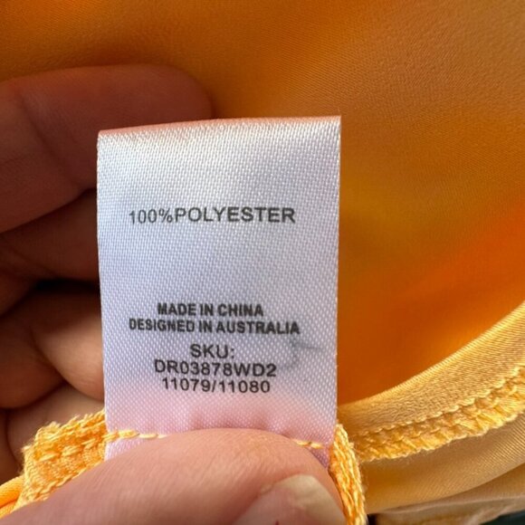 Meshki Chandra Lace Detail Satin Maxi Dress Lemon Size XXL Event Formal Wedding - Picture 12 of 13